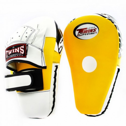 Боксерские ударные лапы Twins Special (PML-21 yellow/white)